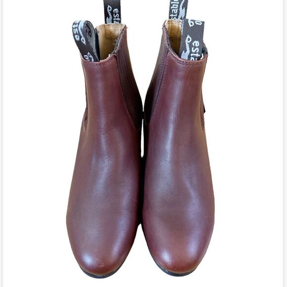 Establo Tan Ankle Boots genuine Leather Size 7.5 Slip On style Western - Picture 3 of 9